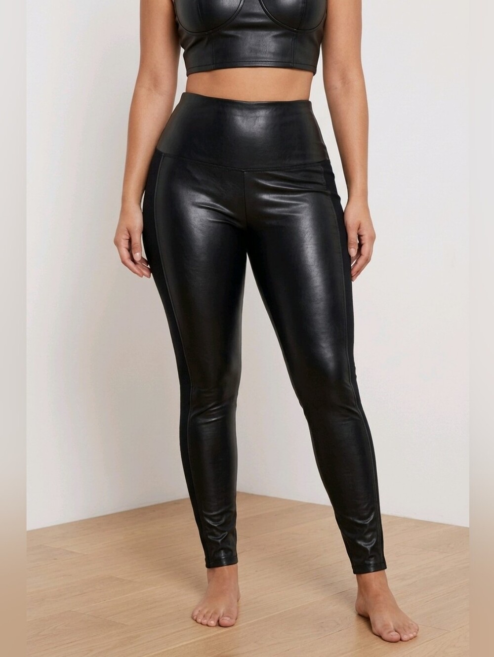 ARITZIA Wilfred Daria 50/50 Vegan Leather High Waist Stretch Cotton Pant Legging